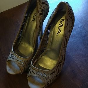 Taupe Peep Toe Heels